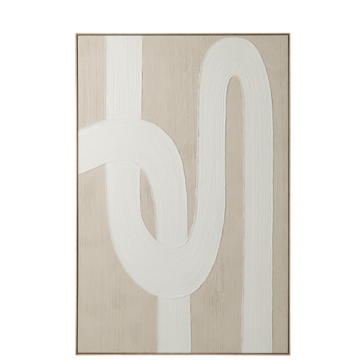 Cuadro Líneas Madera de Pino Blanco/Beige Claro J-Line
