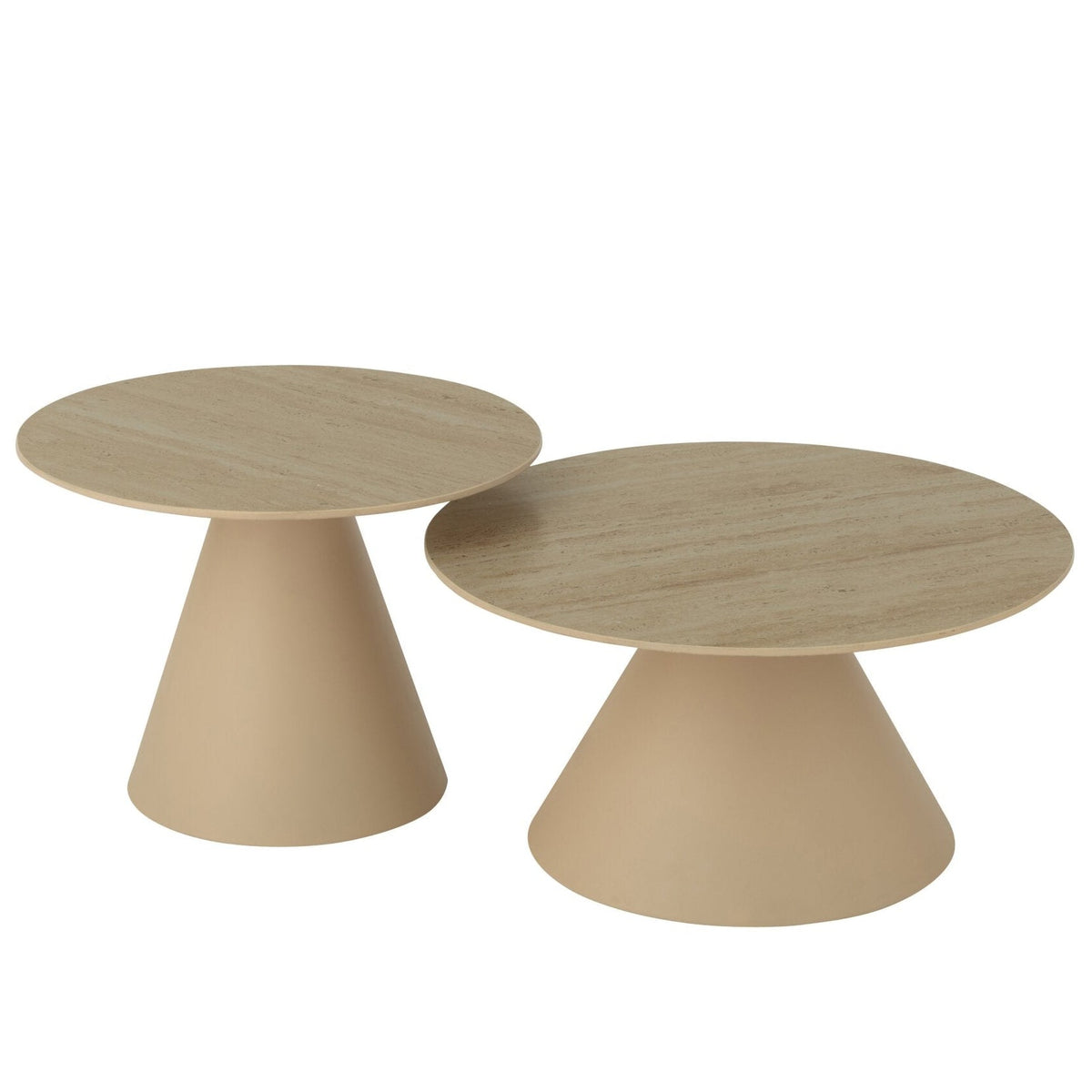 Juego de 2 mesas auxiliares cono de hierro crudo/beige J-Line