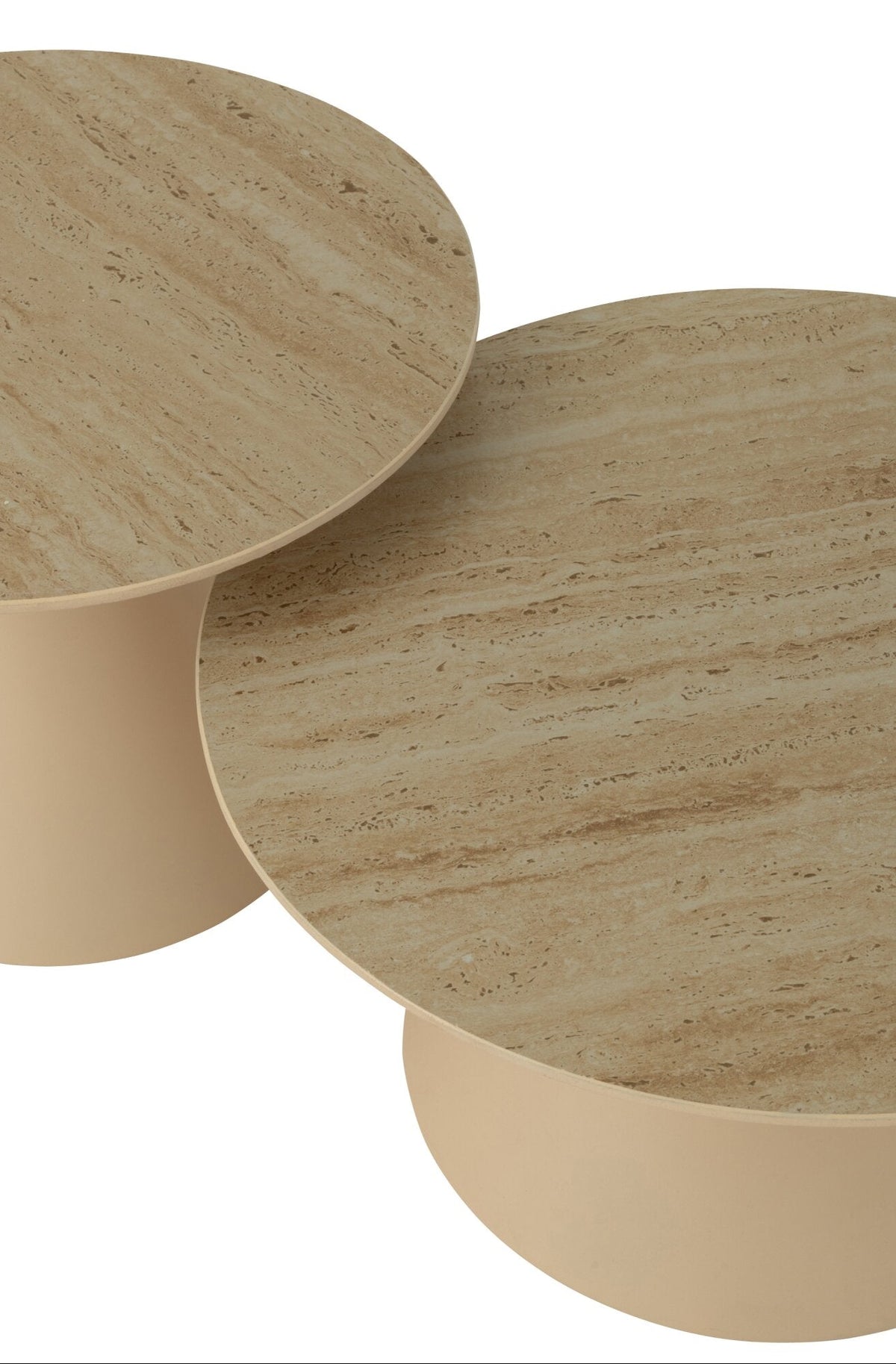 Juego de 2 mesas auxiliares cono de hierro crudo/beige J-Line