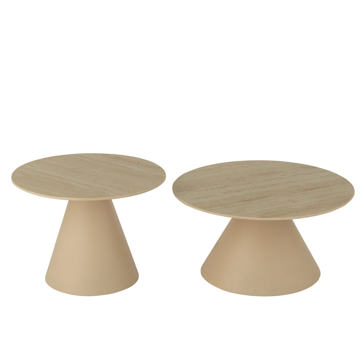 Juego de 2 mesas auxiliares cono de hierro crudo/beige J-Line