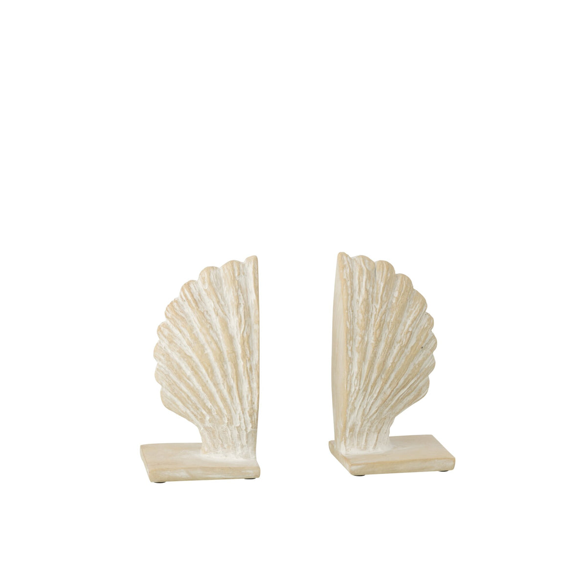 Juego de 2 soportes para libros de concha de mar de polirresina blanco/natural J-Line