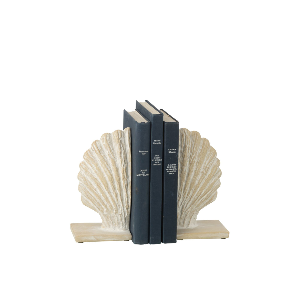 Juego de 2 soportes para libros de concha de mar de polirresina blanco/natural J-Line