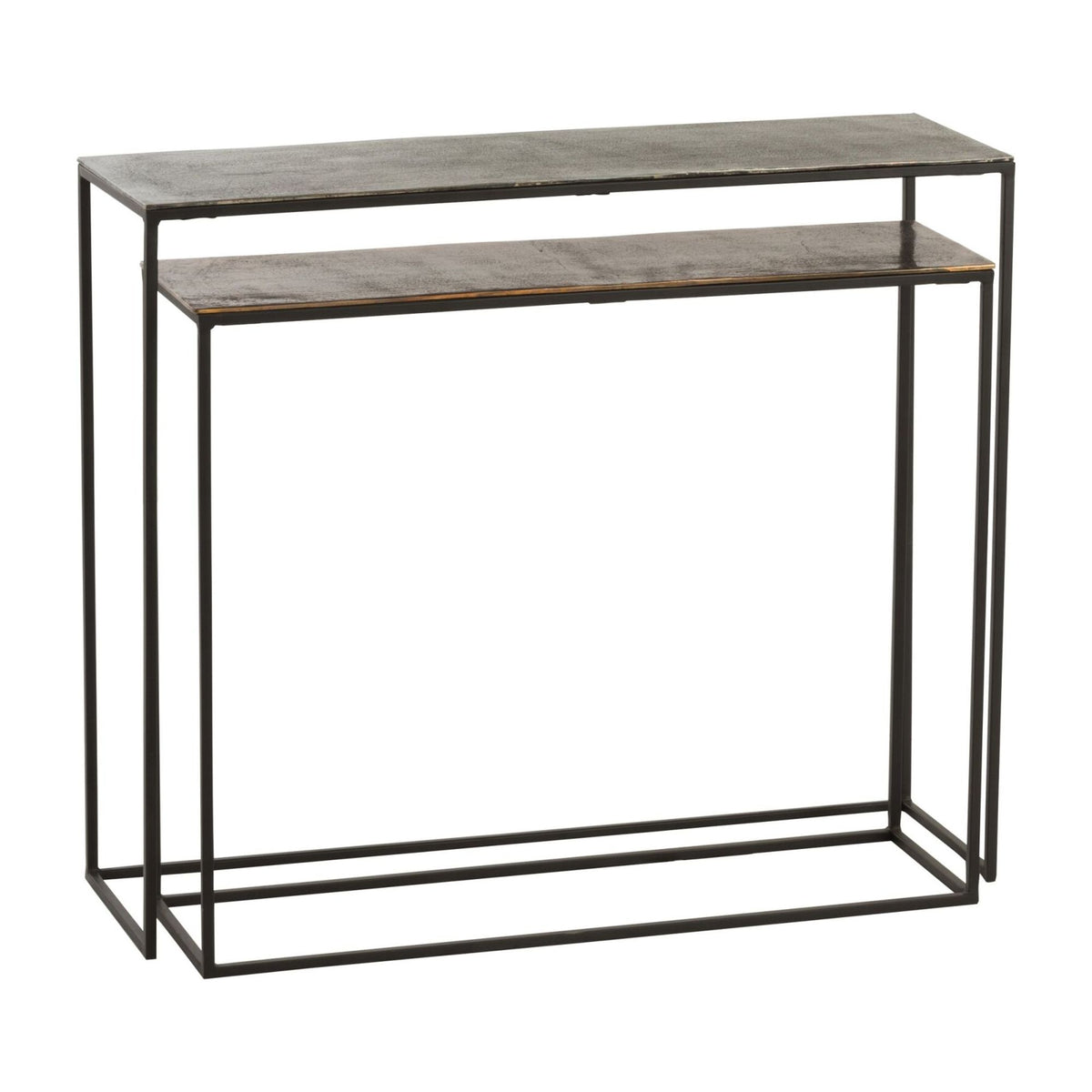 Set de 2 Consolas Rectangulares de Aluminio Negro/Mix J-Line