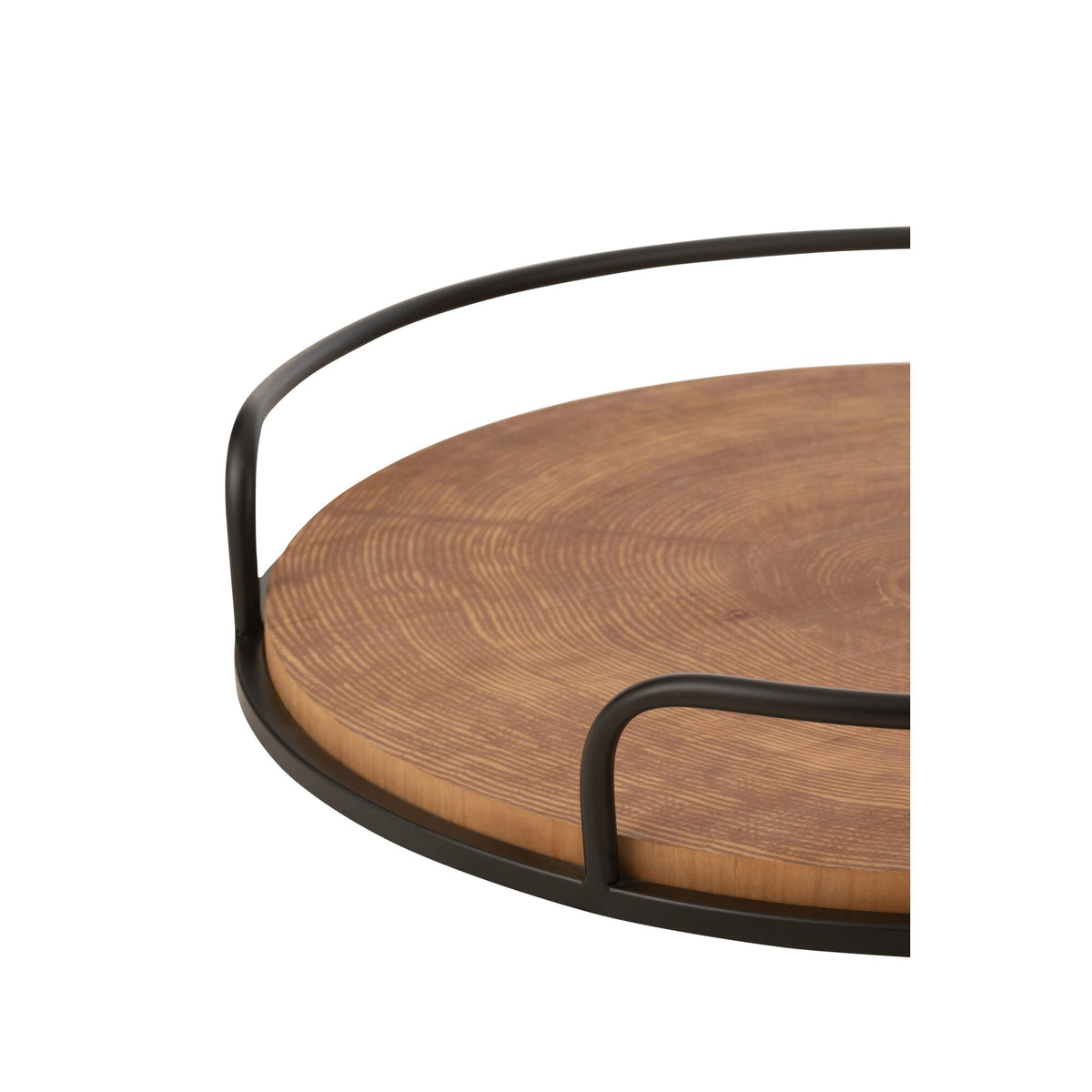 Juego de 2 Bandejas Redondas MDF/Hierro Natural/Negro J-Line