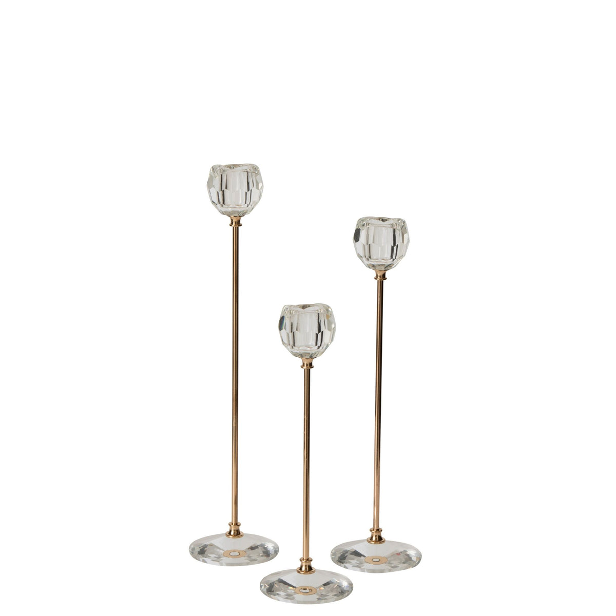 Juego de 3 candelabros de cristal transparente J-Line