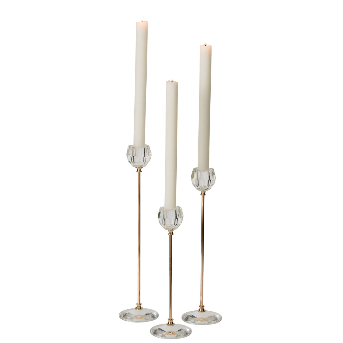 Juego de 3 candelabros de cristal transparente J-Line