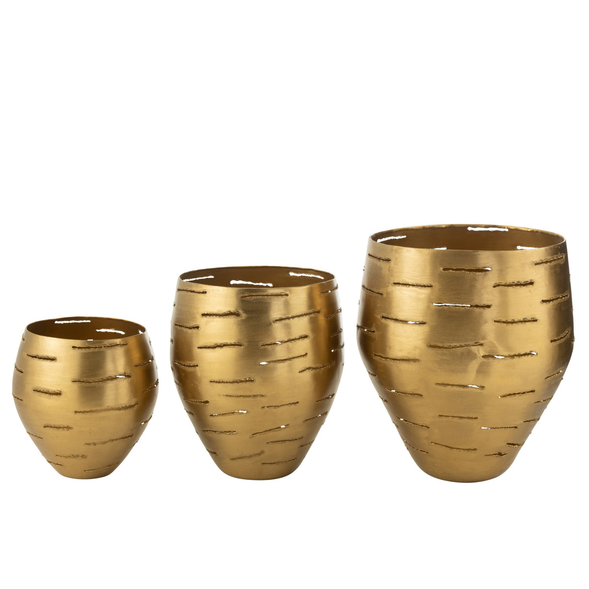 Juego de 3 portavelas de metal dorado J-Line