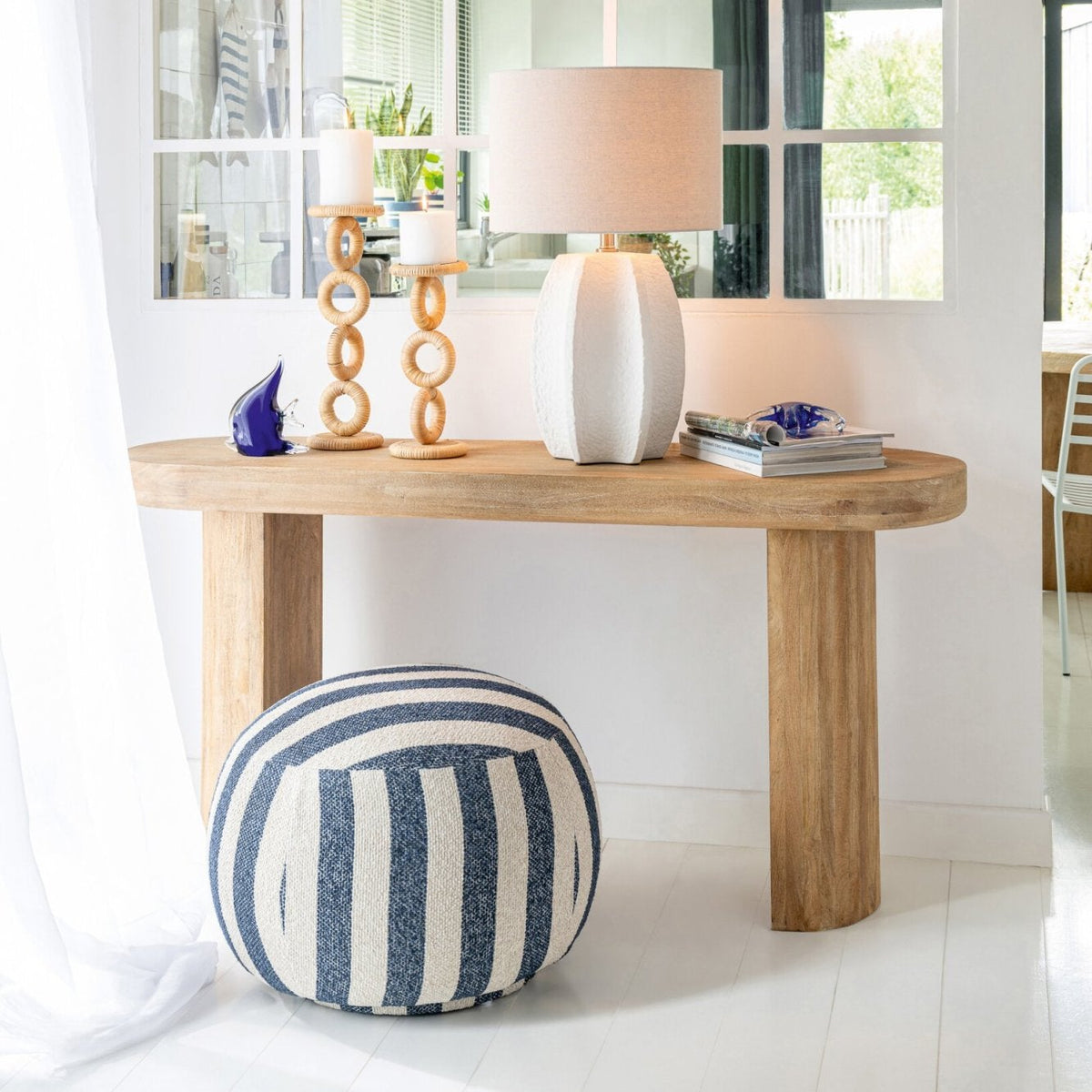 Mesa auxiliar de madera de mango natural J-Line