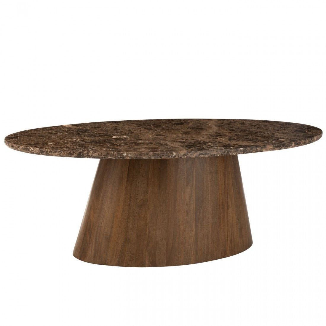 Mesa Ovalada Mármol/Madera de Mango Marrón J-Line