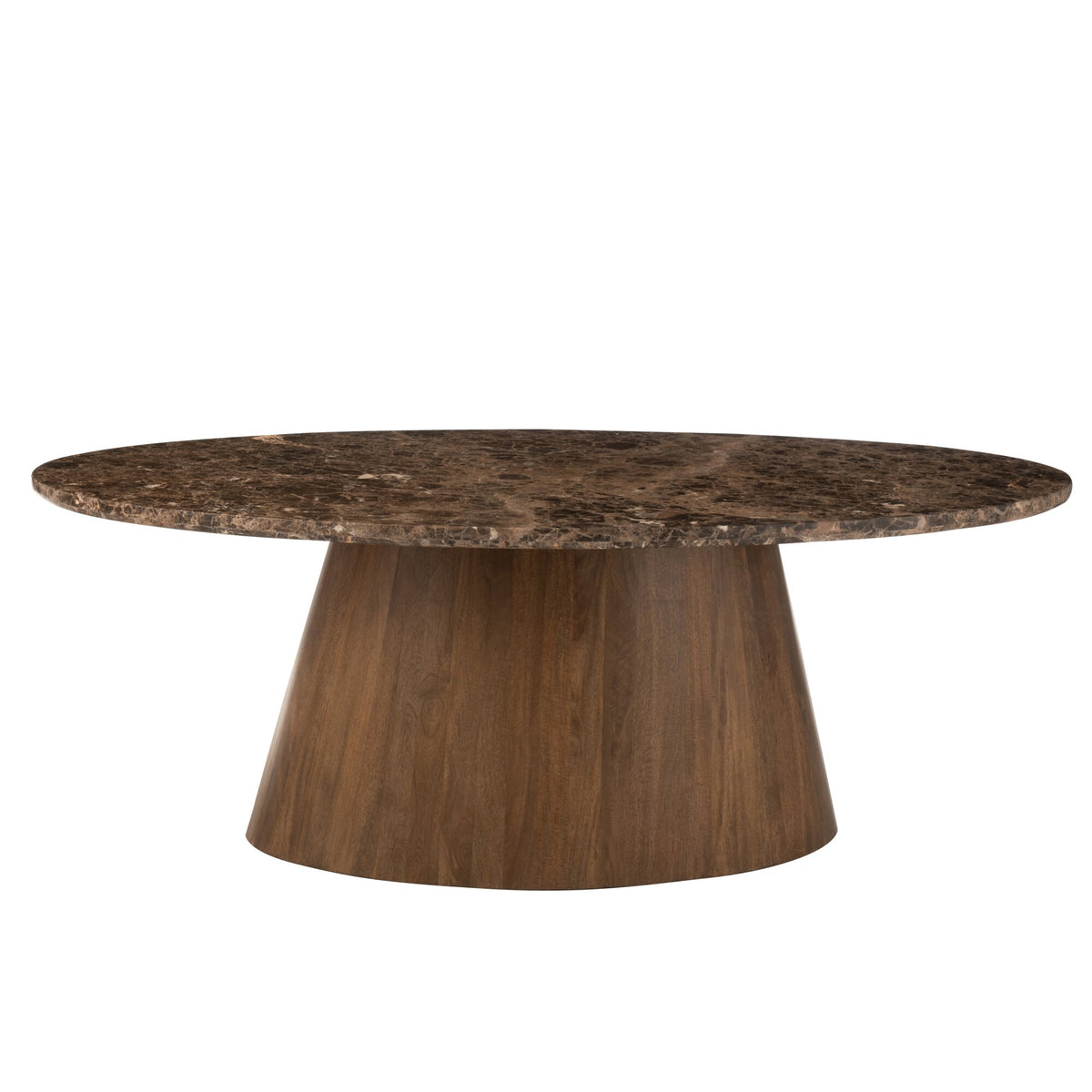 Mesa Ovalada Mármol/Madera de Mango Marrón J-Line