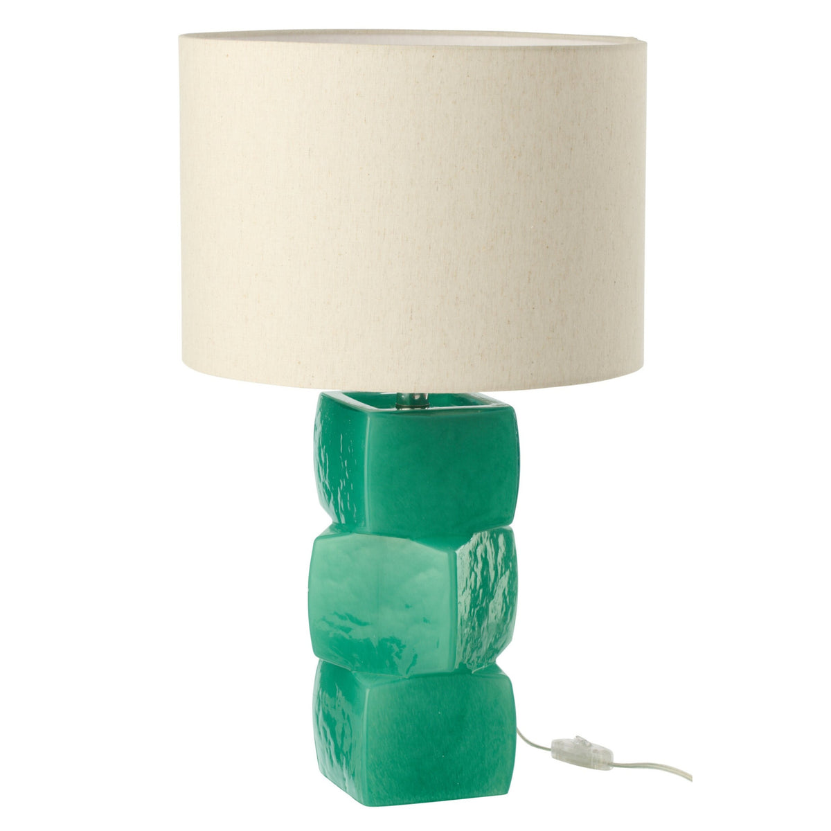 Lámpara de mesa 3 cubos de vidrio verde oscuro J-Line
