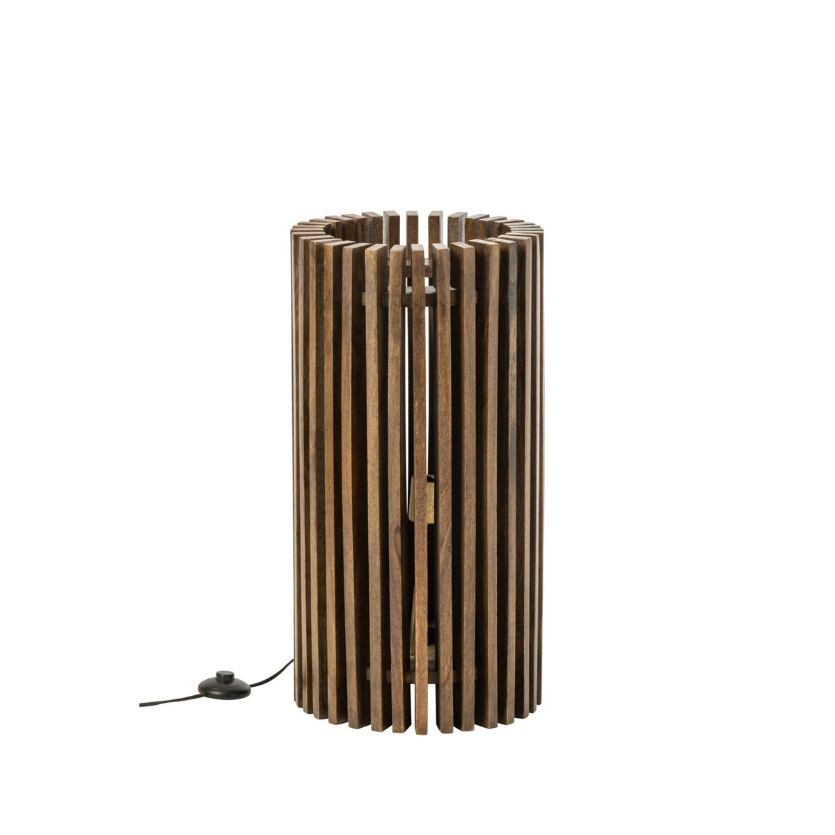 Lámpara de mesa de madera de mango acanalada marrón oscuro J-Line