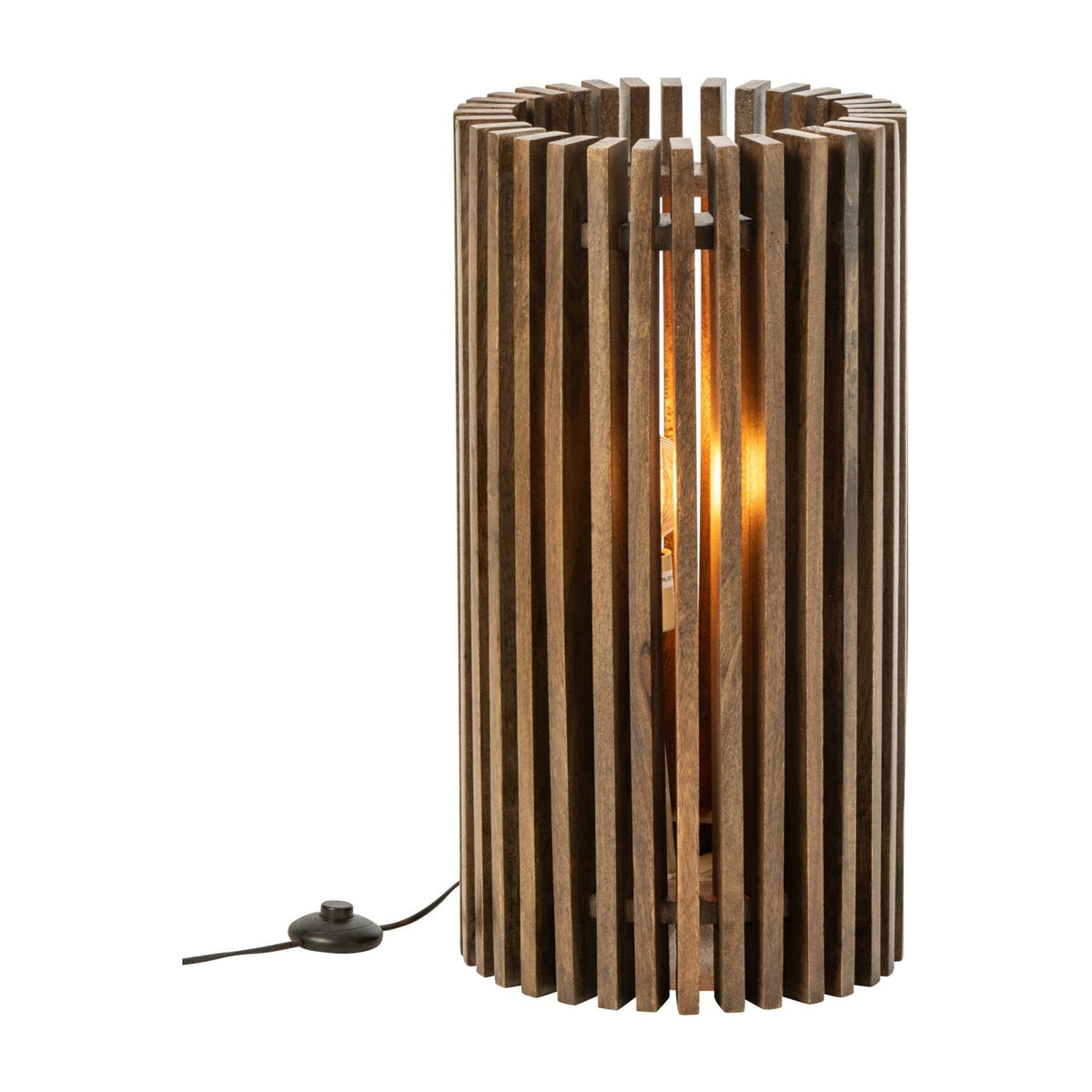Lámpara de mesa de madera de mango acanalada marrón oscuro J-Line