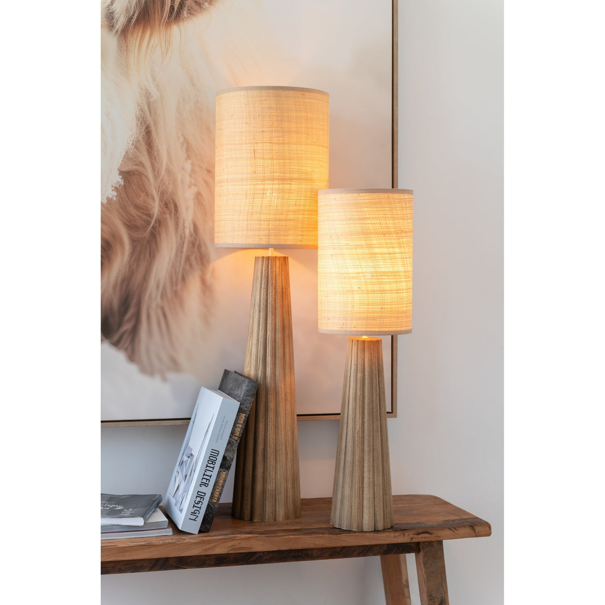 Lámpara de mesa Paraguas Ailanthus Madera Natural Grande J-Line