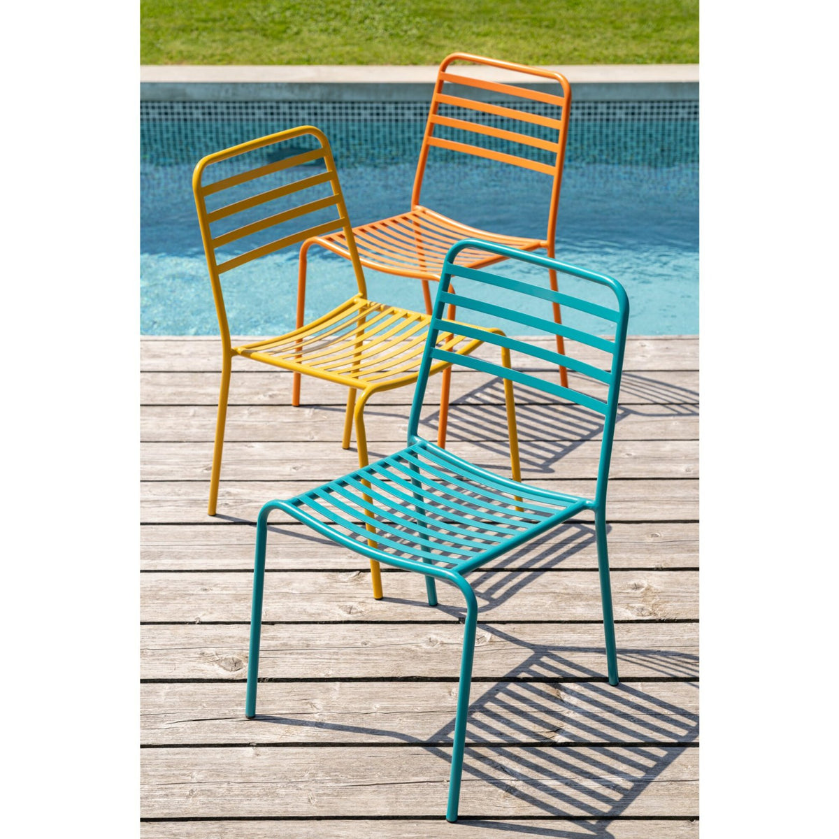 Silla de jardín Dedi turquesa de metal J-Line