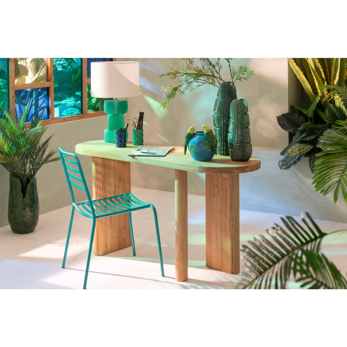 Silla de jardín Dedi turquesa de metal J-Line