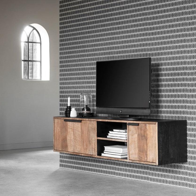 TV-meubel Cosmo Hangend van DTP Home, detail van de dunne metalen handgreep