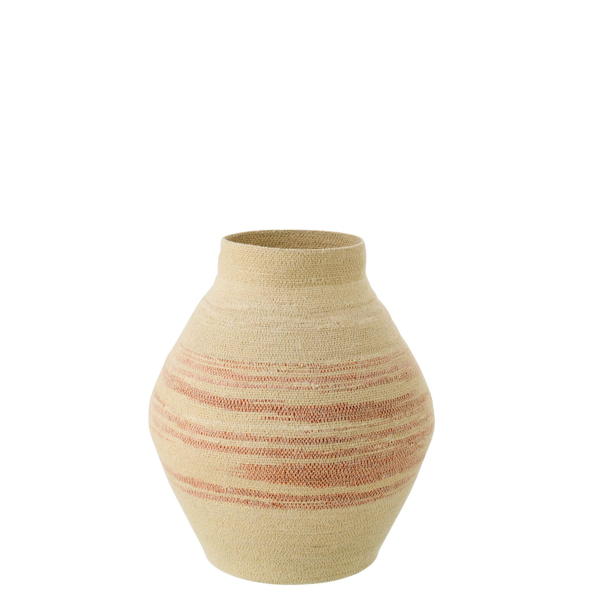 Cesta de hierba marina a rayas natural/naranja oscuro J-Line