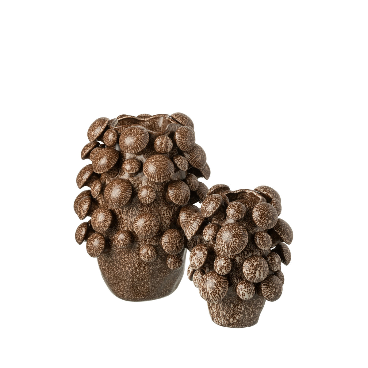 Vaas Fungi Keramiek Bruin Large Dia 33,5cmxH46cm J-Line - Vaas - J-Line - livinglovely.nl