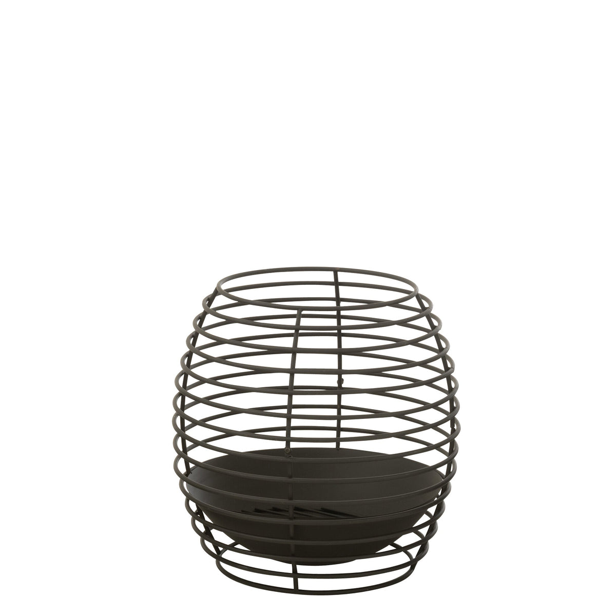 Vuurkorf Rond Ringen Metaal Zwart Medium Dia50xH50cm J-Line - Buitenhaard - J-Line - livinglovely.nl