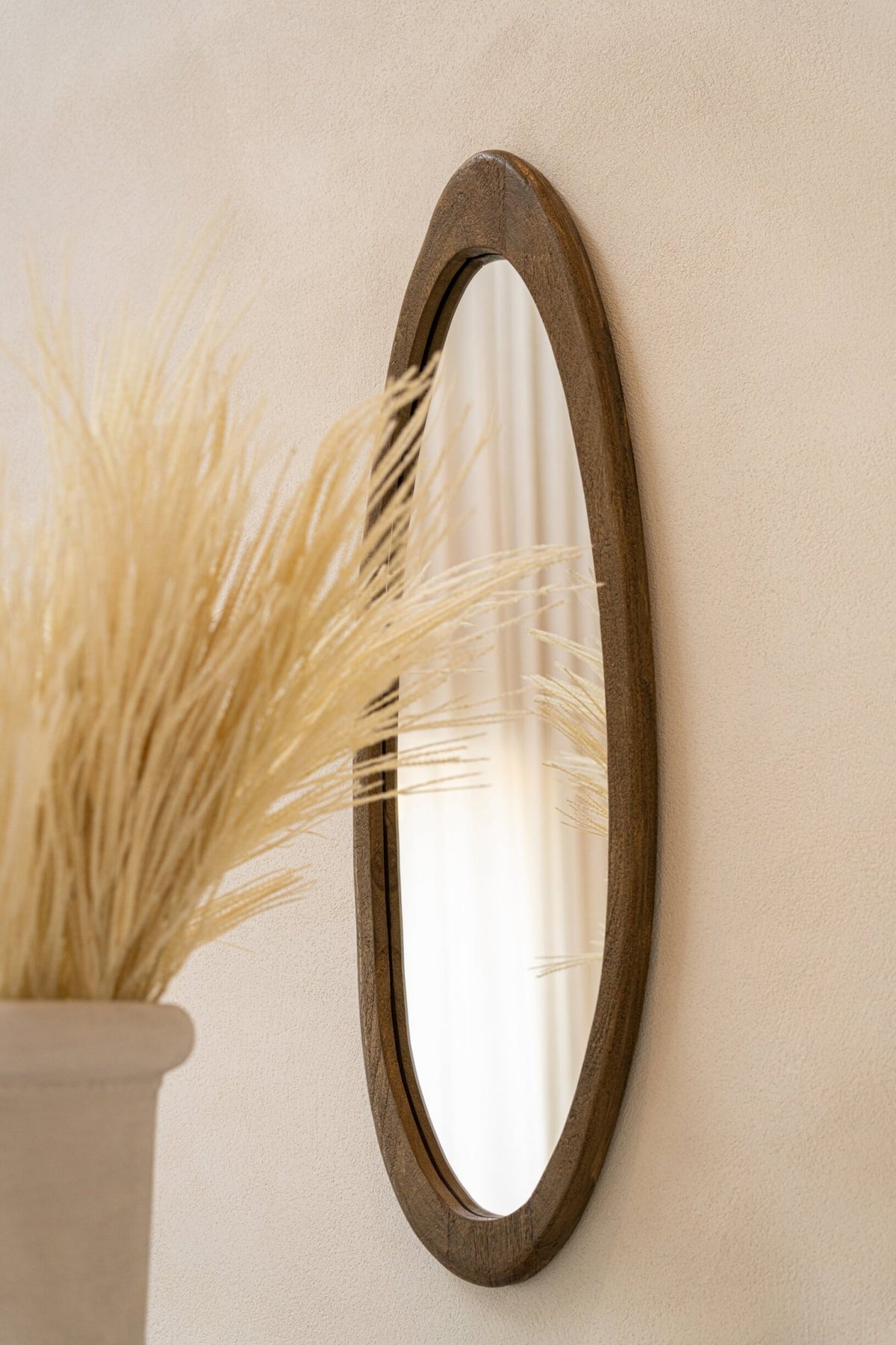 Espejo de pared de madera de mango marrón oscuro J-Line