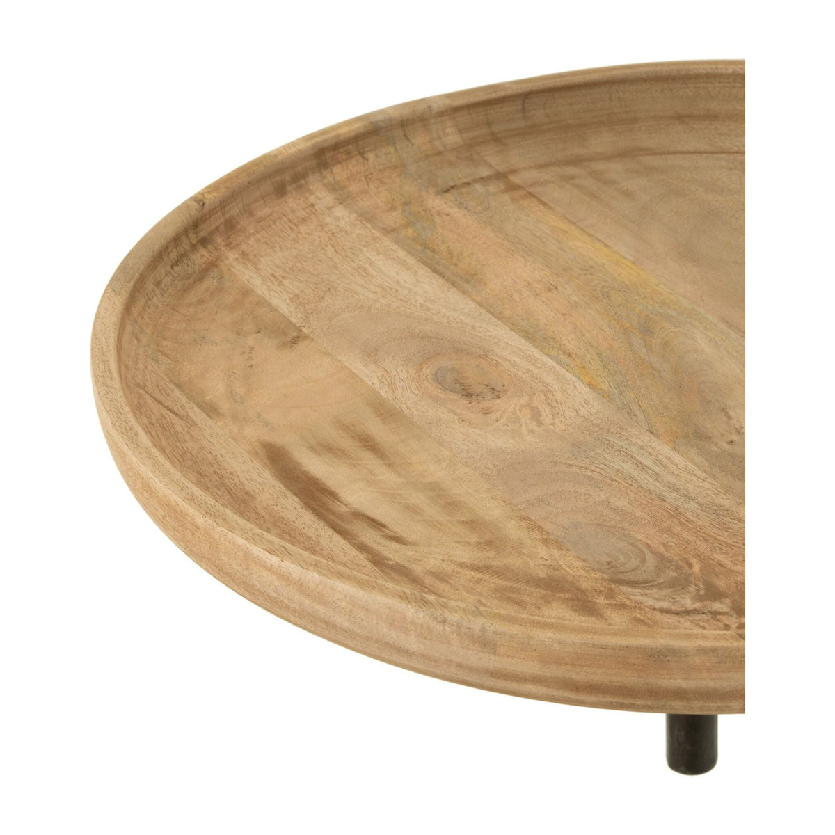 Mesa de pared redonda de madera de mango torneada/metal natural J-Line