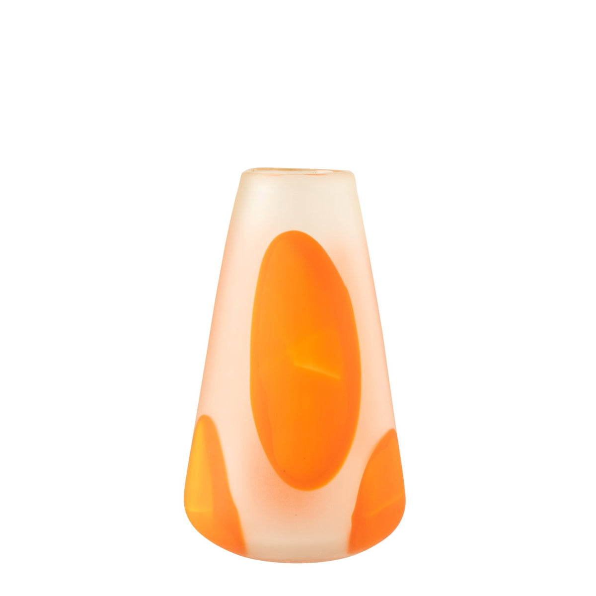 Portavelas de cristal con lunares naranja oscuro/transparente, grande, J-Line