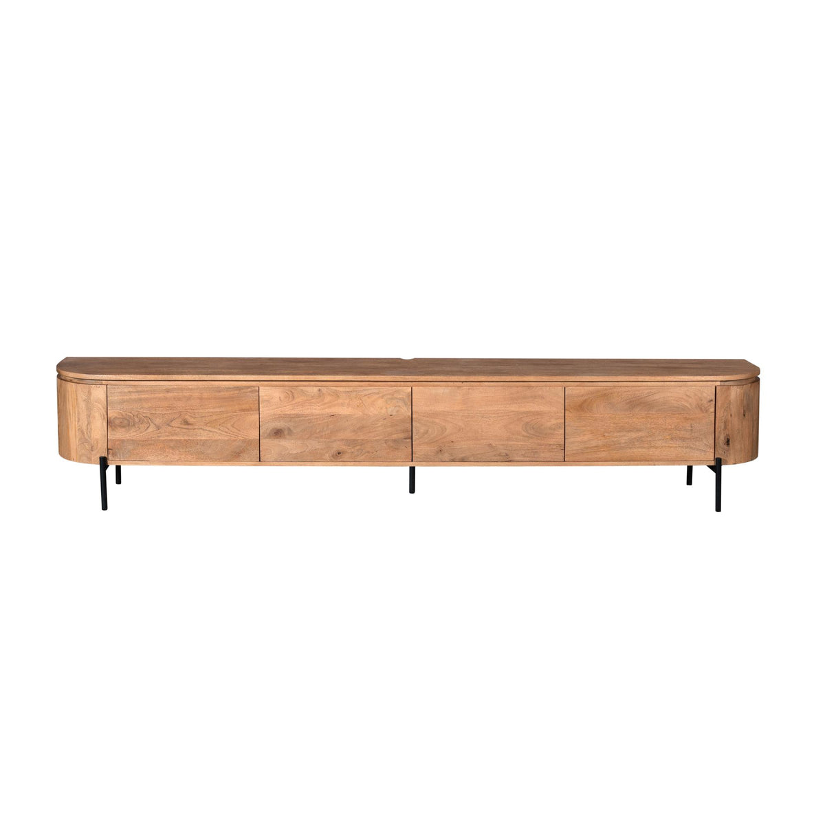 Zwevend TV-meubel Excellent Naturel 240cm van Starfurn op metalen pootjes, vooraanzicht