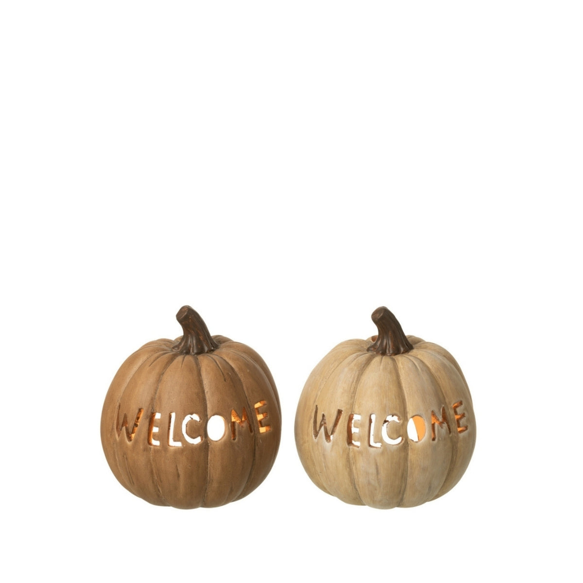 Set grande de 2 portavelas de calabaza para Halloween de J-Line