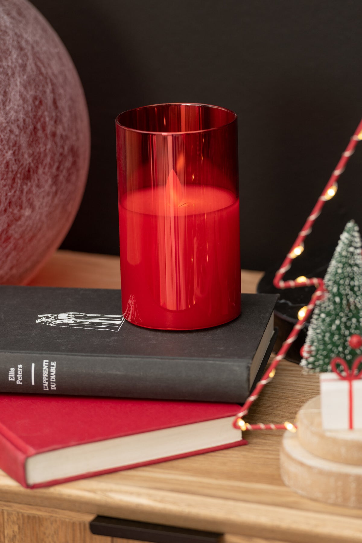Lámpara LED Vidrio Brillante Rojo Pequeña