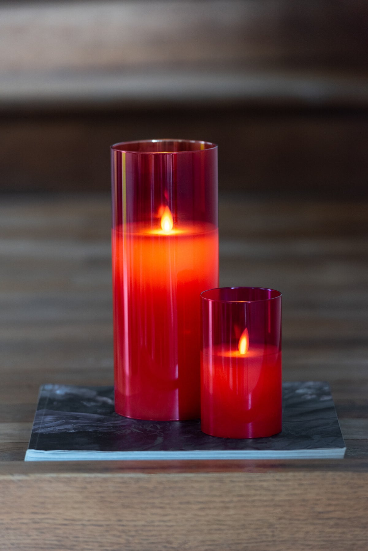 Lámpara LED Vidrio Brillante Rojo Pequeña