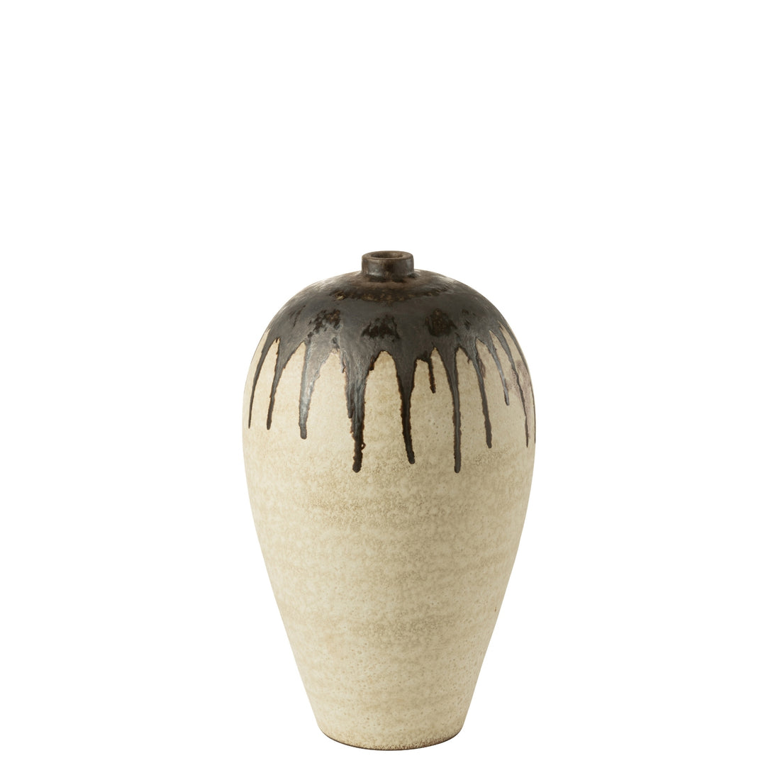Jarrón Lombok Cerámica Beige/Marrón Pequeño Ø36xH56cm J-Line