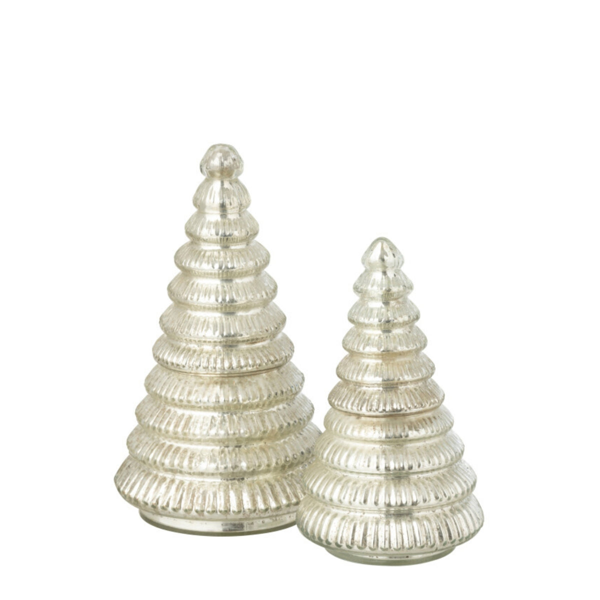 Vela aromática Árbol de Navidad Vidrio Plata J-Line Set de 2