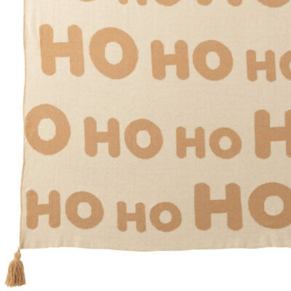 Pack navideño de plaid y cojines navideños HoHoHo beige/blanco J-Line