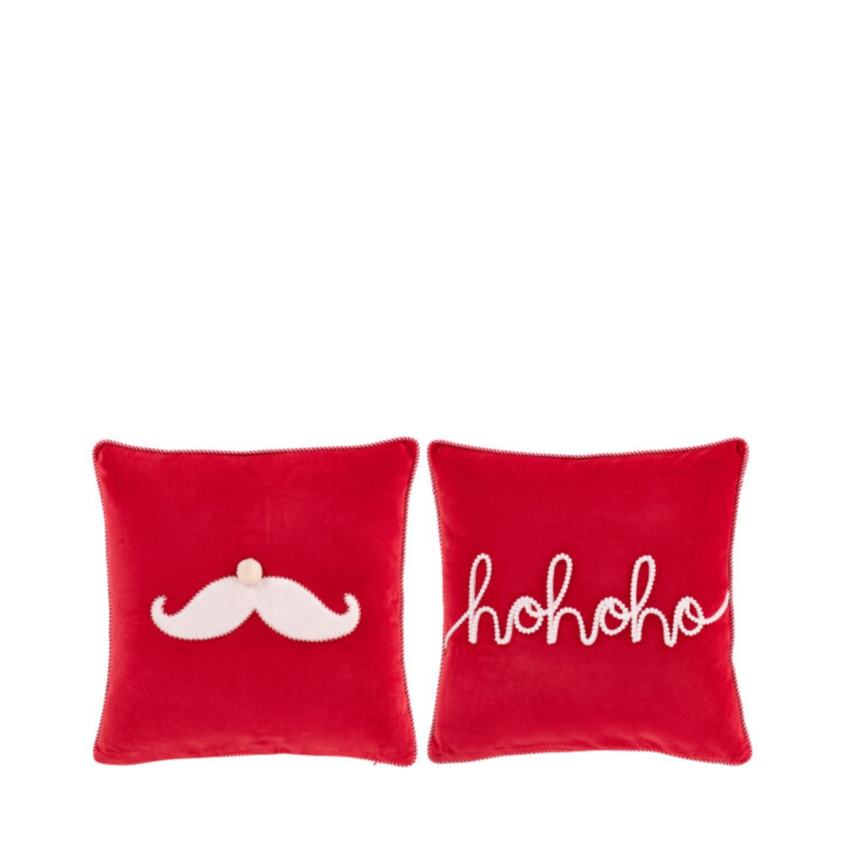 Cojines navideños Hohoho + Bigote de Papá Noel, set de 2 de J-Line
