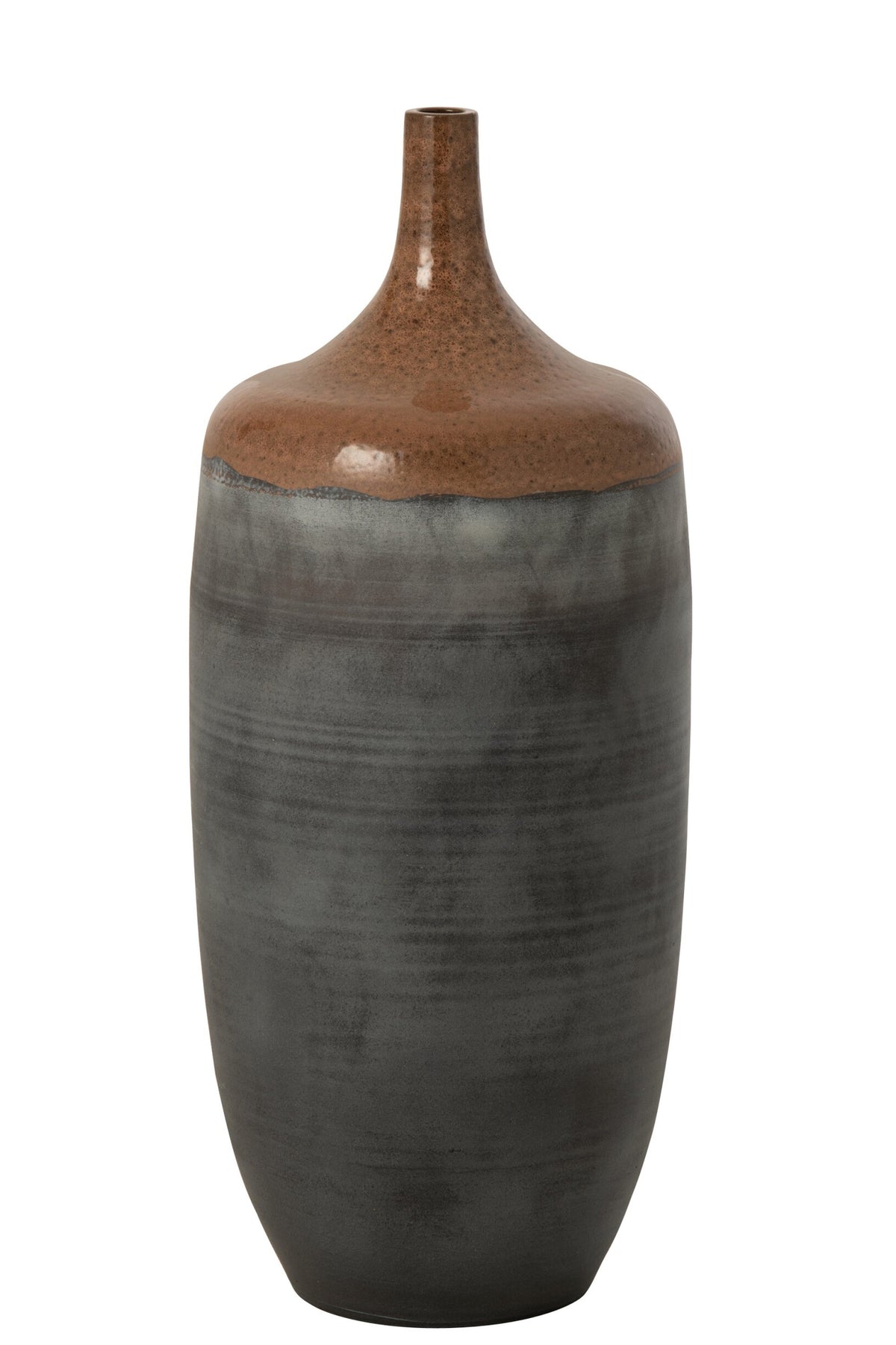 Jarrón de suelo Botella Cerámica Caramelo/Azul grisáceo Grande J-Line