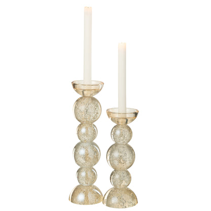 Juego de 2 candelabros de cristal color champán J-Line