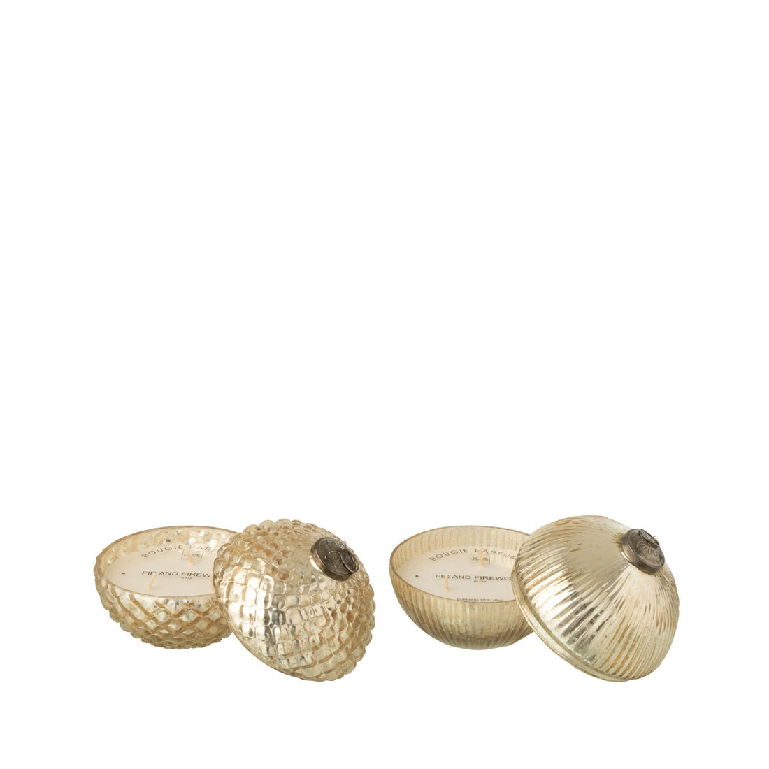 Vela aromática Bola de Navidad de Vidrio Color Dorado Pequeña Set de 2 J-Line
