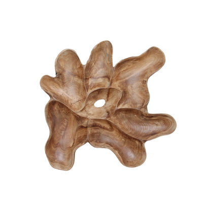 Decoración de pared de madera de teca Peony Large Materias primas