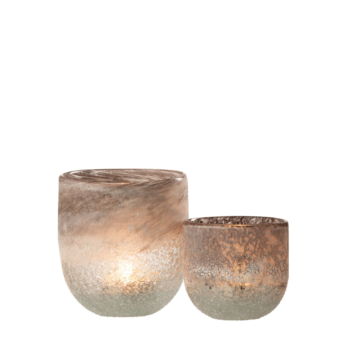 Set de portavelas y farolillo de vidrio Scavo gris J-Line