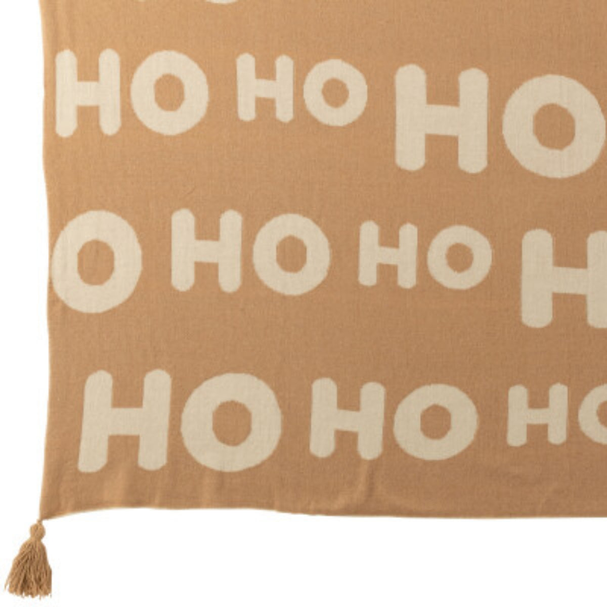 Pack navideño de plaid y cojines navideños HoHoHo beige/blanco J-Line