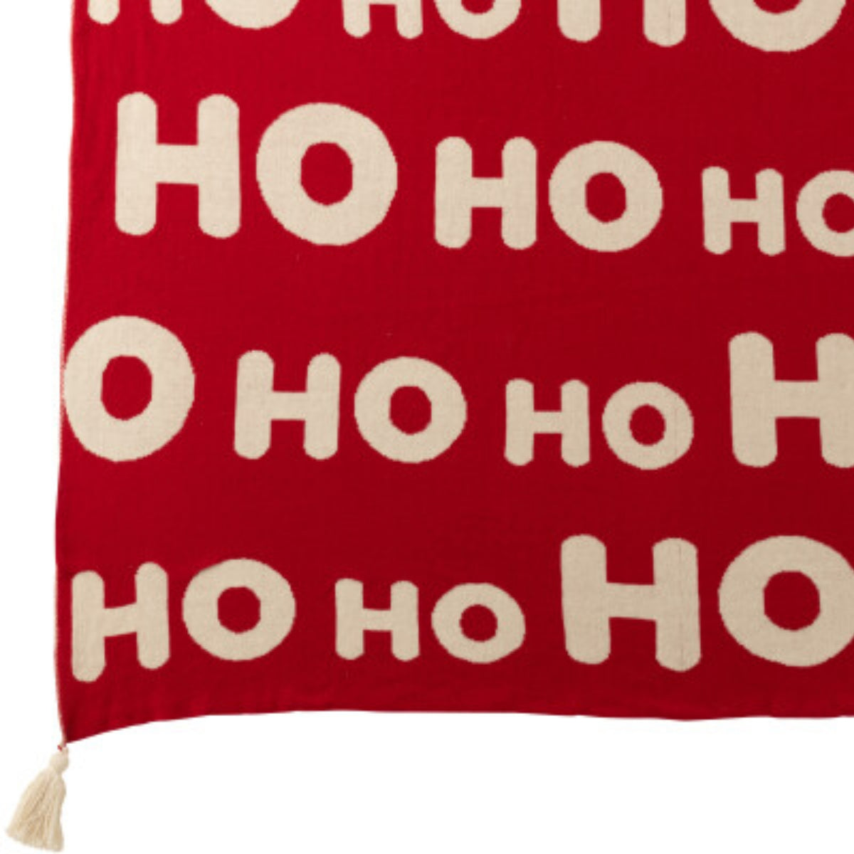 Set de Navidad Manta y Cojines Navideños HoHoHo Rojo/Blanco J-Line