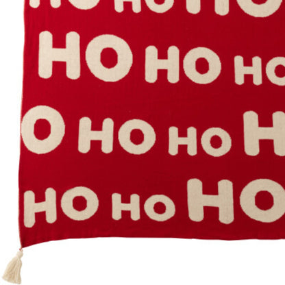 Set de Navidad Manta y Cojines Navideños HoHoHo Rojo/Blanco J-Line