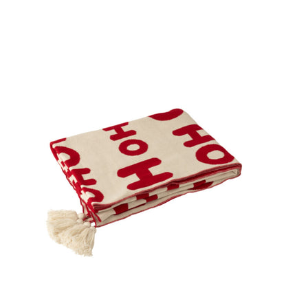 Set de Navidad Manta y Cojines Navideños HoHoHo Rojo/Blanco J-Line