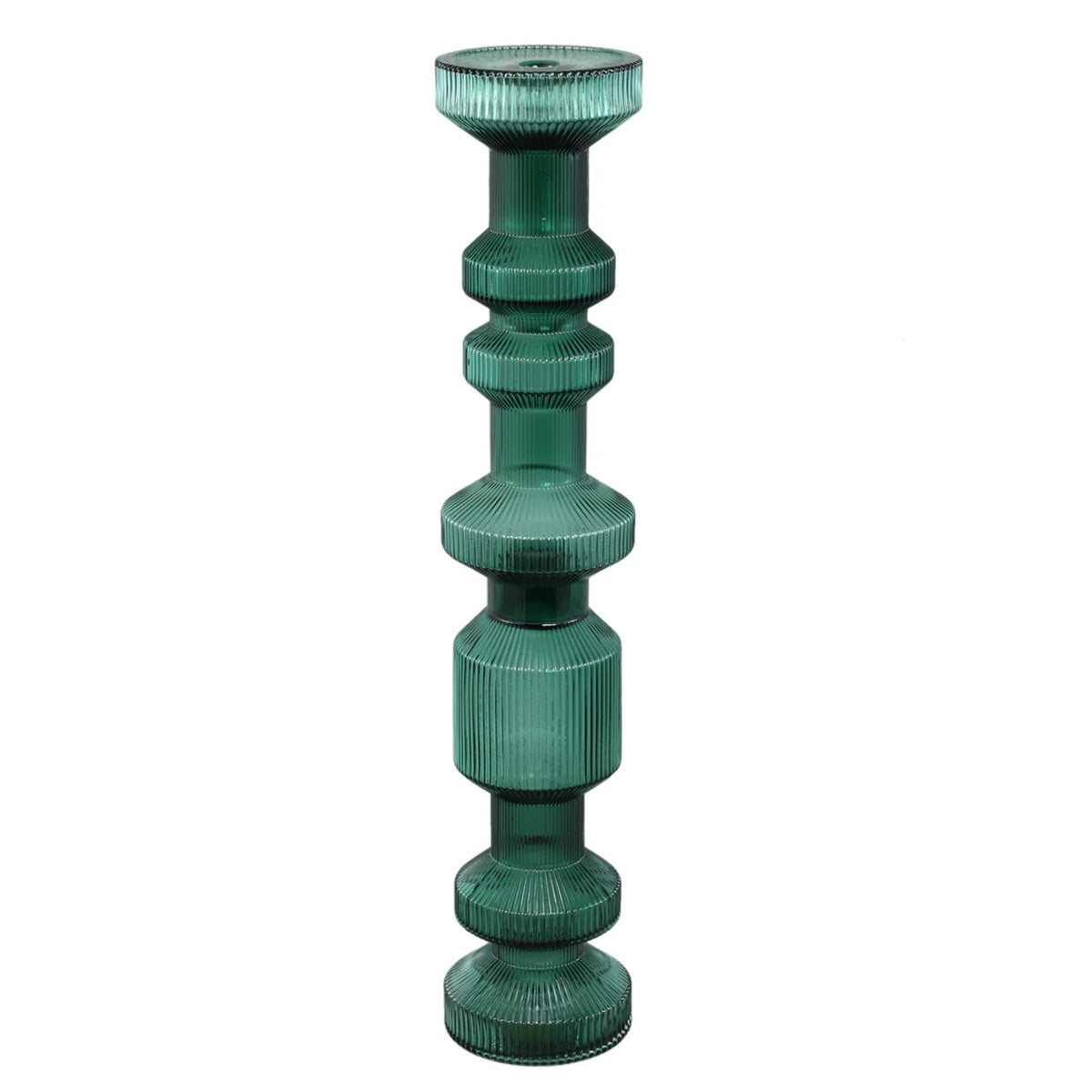 Galinda Candelabro de vidrio acanalado verde oscuro PTMD Set de 3