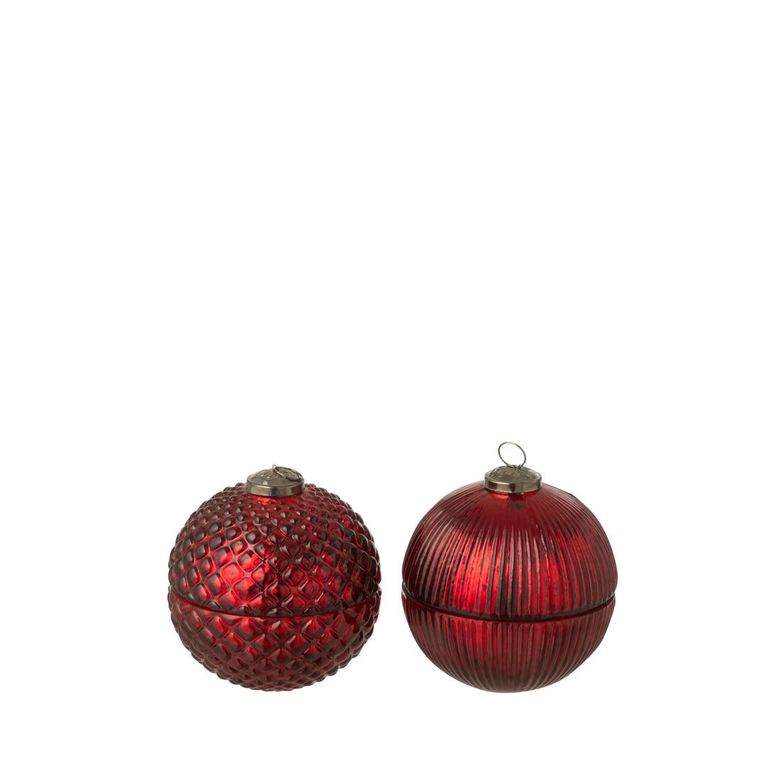 Vela aromática Bola de Navidad de Vidrio Rojo Navidad Pequeña Set de 2 J-Line