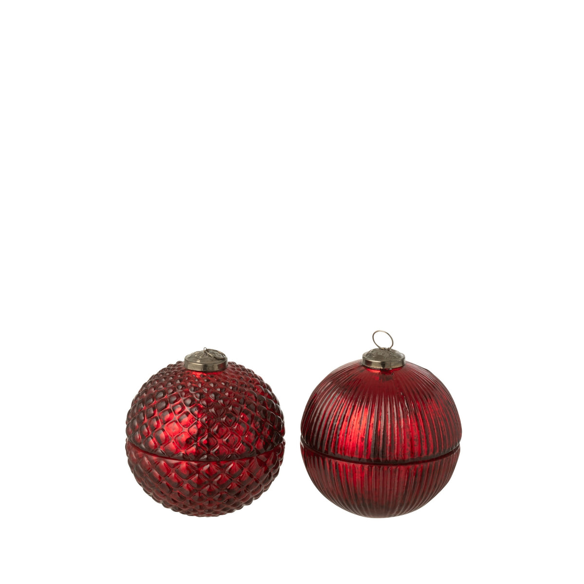 Vela aromática Bola de Navidad de Vidrio Rojo Navidad Pequeña Set de 2 J-Line