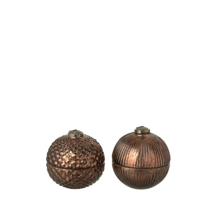 Vela aromática Bola de Navidad Vidrio Marrón Pequeña Set de 2 J-Line