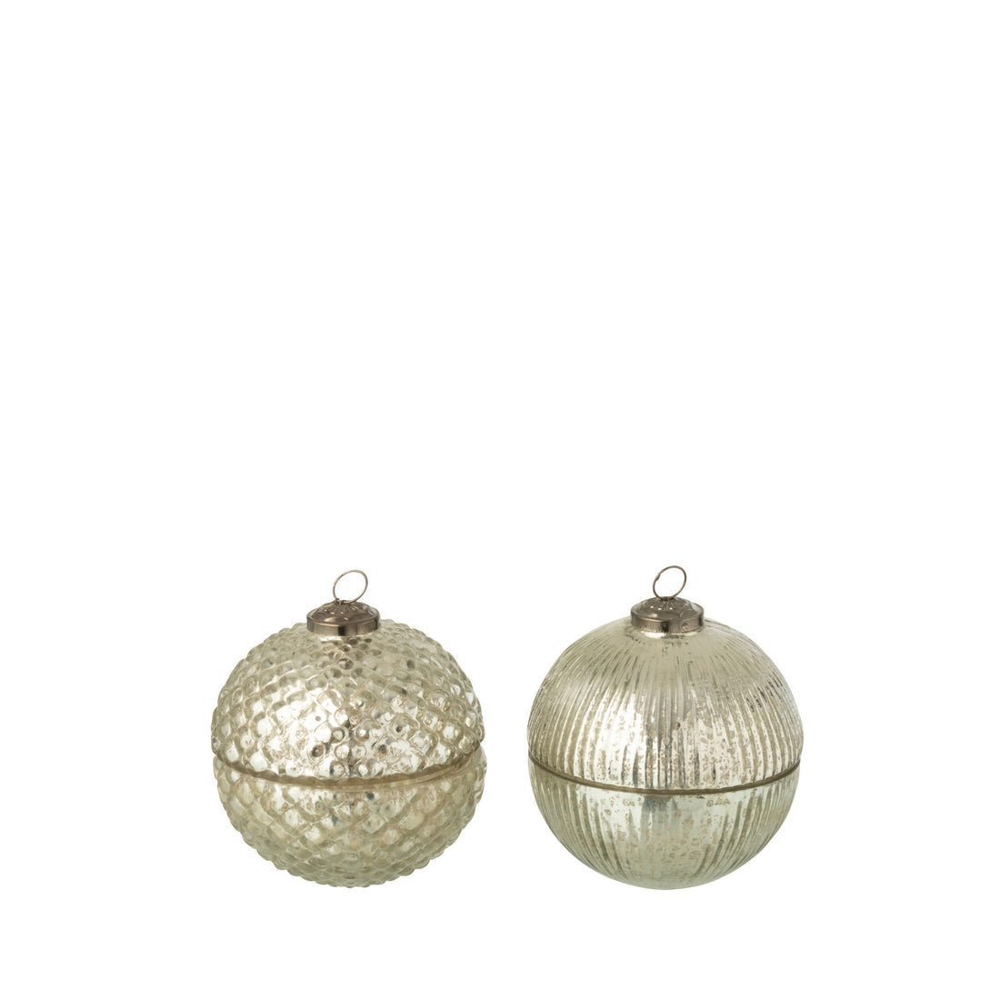 Vela aromática Bola de Navidad de cristal color plata Pequeña J-Line Set de 2