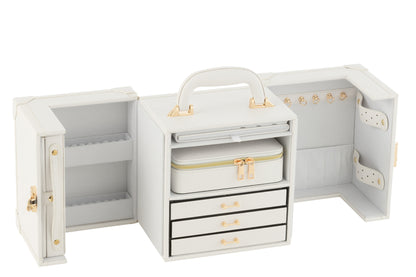 Maletín de Joyas con Asa de Polipiel Blanco J-Line